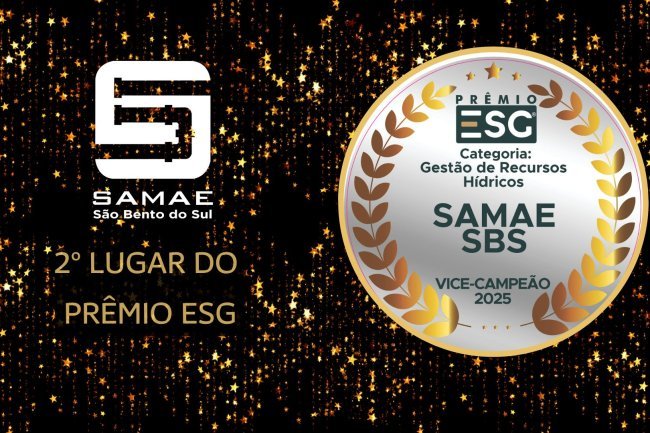 SAMAE de São Bento do Sul é Vice-Campeão no Prêmio ESG® 2025 em Gestão de Recursos Hídricos